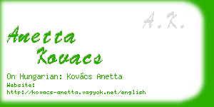 anetta kovacs business card